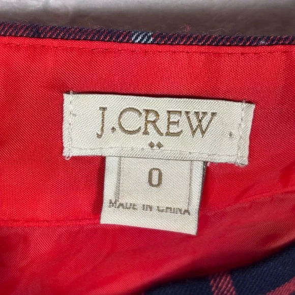 J.Crew Red Tartan Plaid Wool‑Blend A‑Line Mini Skirt Size 0 - Picture 2 of 10